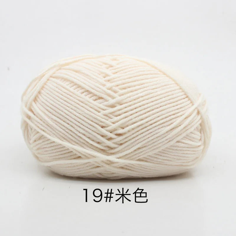 40–50g 4-Ply Milk Cotton Yarn (80%) – Dyed Knitting & Crochet Yarn for Sweaters, Hats, Dolls & Crafts