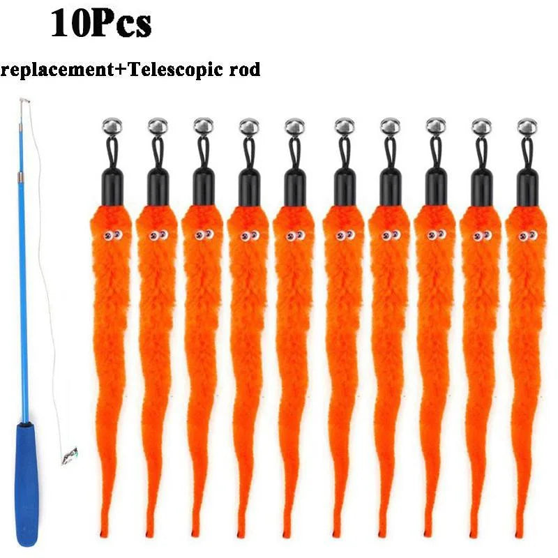 Plush Cat Worm Toy Refill Set – Replacement Heads for Teaser Wands (5/6/10/11 Pcs)