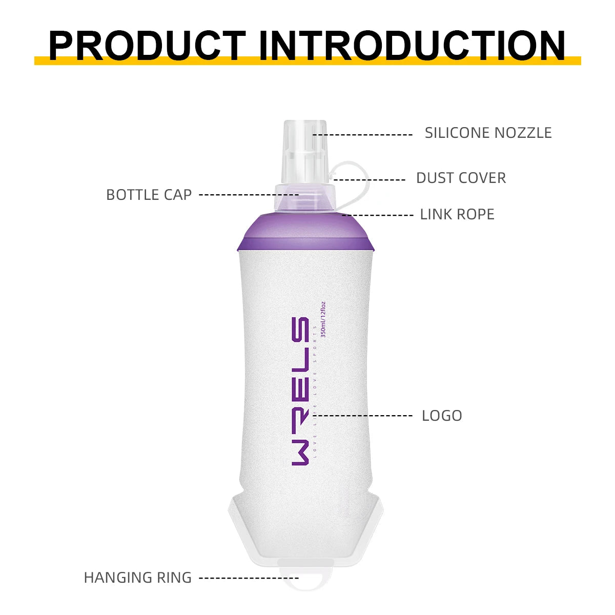 WRELS Soft Folding Water Bottle – BPA-Free TPU Flask for Camping, Running & Cycling