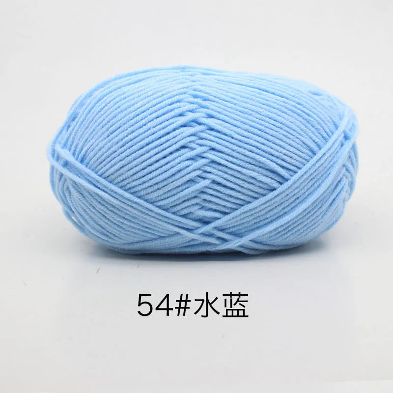 40–50g 4-Ply Milk Cotton Yarn (80%) – Dyed Knitting & Crochet Yarn for Sweaters, Hats, Dolls & Crafts