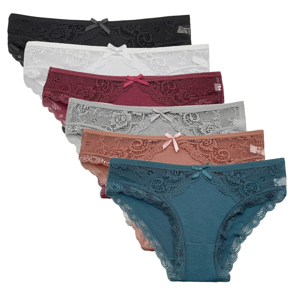 5PCS Women’s Cotton Briefs – Lace Seamless Panties Underpants, Comfortable Soft Lingerie