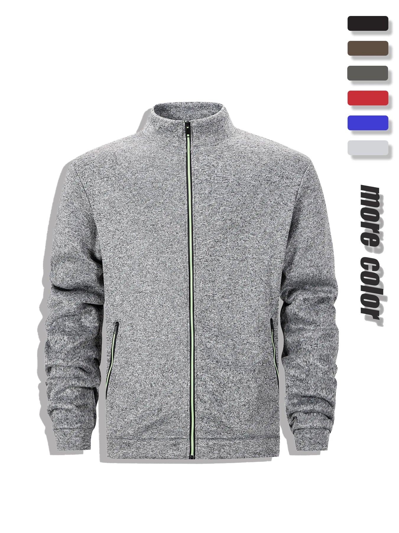 Men’s Full-Zip Stand Collar Sweatshirt Jacket – Autumn Winter Windproof Warm Coat