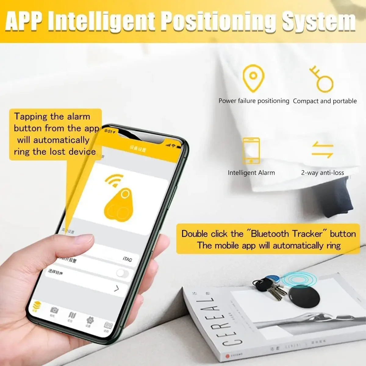 جهاز تعقب GPS وبلوتوث - جهاز كشف المفاتيح ضد الضياع مع صوت وتذكير بالرسائل وتحديد موقع الحيوانات الأليفة والهواتف