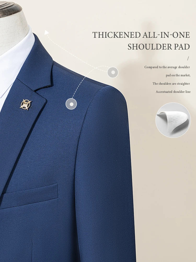 ST Cassy Men's Slim Fit 2-Piece Suit – Solid Color Formal Business & Office Wear