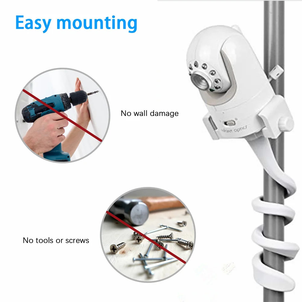 Universal Baby Monitor Bed Bracket – Flexible Camera Holder with Adjustable Long Arm, 1/4 Screw Mount & Multi function Clip