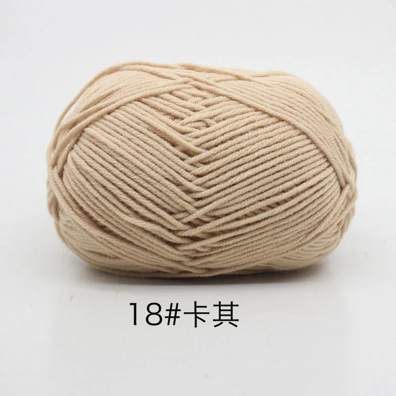 40–50g 4-Ply Milk Cotton Yarn (80%) – Dyed Knitting & Crochet Yarn for Sweaters, Hats, Dolls & Crafts