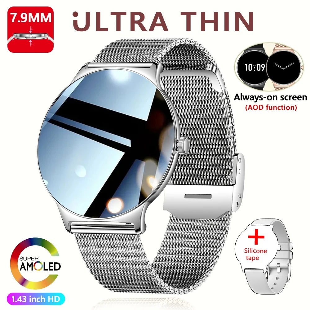 Ultra Thin Smart Watch for Women – Always-On Display, Bluetooth Call, Sports Bracelet, Fashion Smartwatch for Huawei & Xiaomi