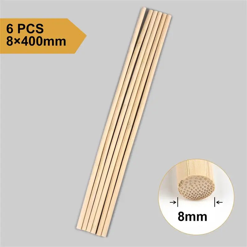 3–8mm Round Natural Wooden Bamboo Sticks – DIY Craft Material for Handmade Projects & Woodworking Supplies
