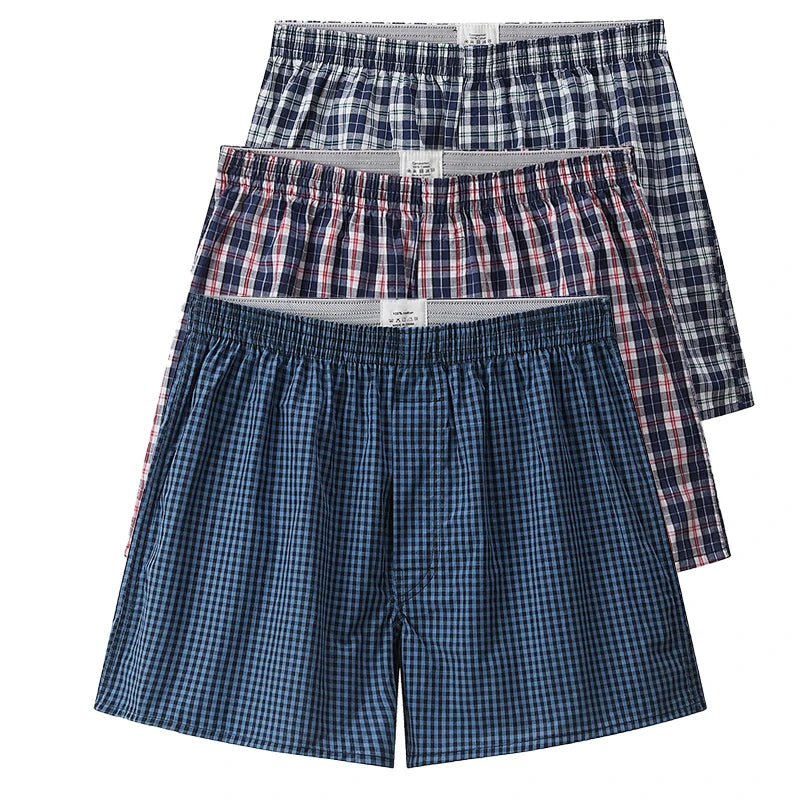 3PCS Men's Cotton Boxer Shorts | High Quality College Style Underwear | Soft Breathable Loose Pajama Shorts