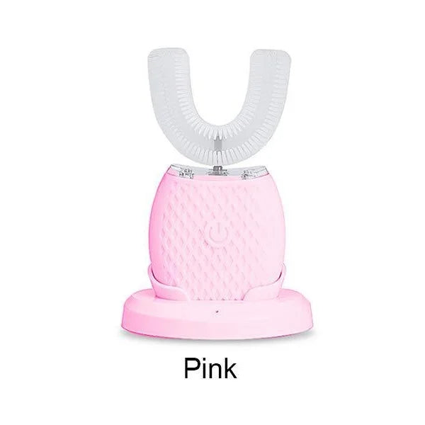 فرشاة أسنان كهربائية سونيك سيليكون على شكل حرف U - تبييض أسنان وتنظيف فم تلقائي بزاوية 360 درجة