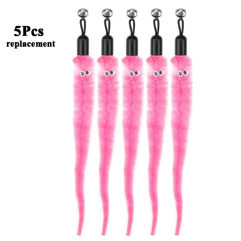 Plush Cat Worm Toy Refill Set – Replacement Heads for Teaser Wands (5/6/10/11 Pcs)