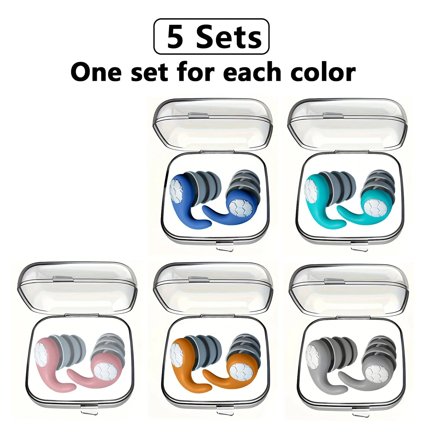 سدادات أذن HUAK المصنوعة من السيليكون الناعم - حماية للأذن بخاصية إلغاء الضوضاء للنوم والسباحة والراحة الهادئة