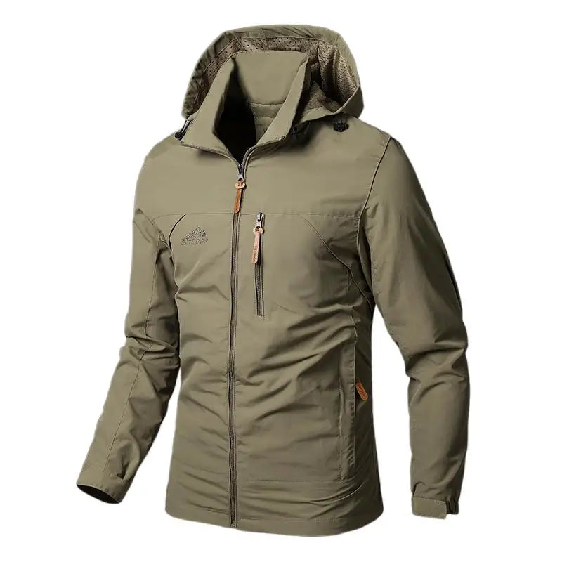 Men’s Waterproof Windbreaker Jacket – Military Hooded Combat Coat for Autumn Outdoor Hiking & Biking