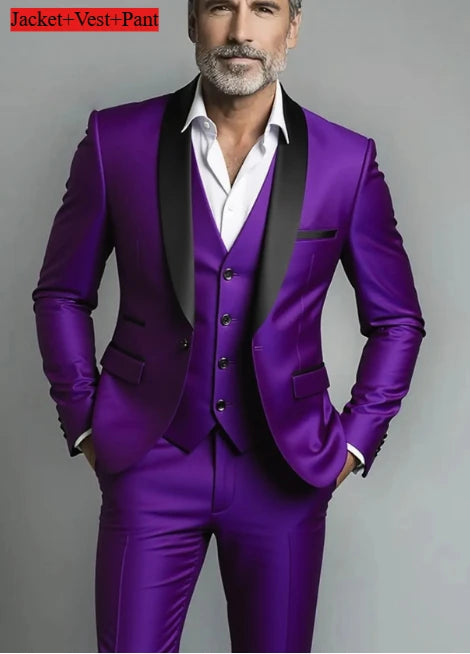 Men's Formal Slim Fit Tuxedo Suit – Luxury Groom & Prom Wedding Outfit