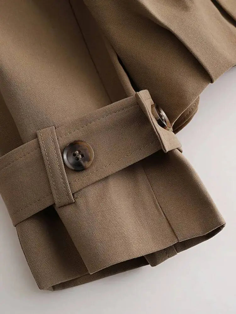 ZMEENNA Women's Cropped Trench Coat 2025 Short Jacket with Lapel Collar & Belted Cuffs for Spring