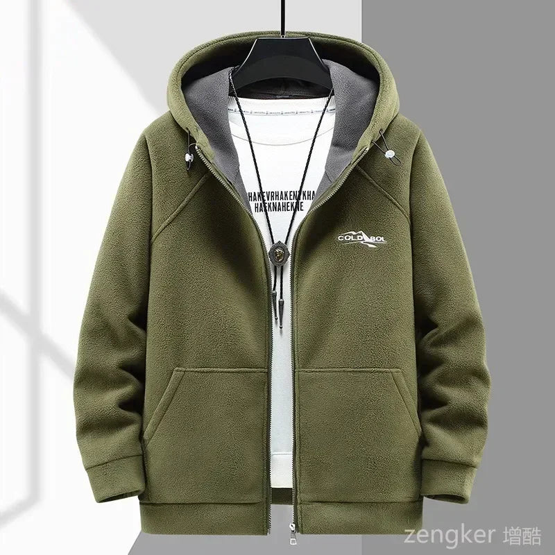 Men’s Autumn Winter Thickened Fleece Jacket – Plus Size Hooded Warm Coat (10XL-12XL)