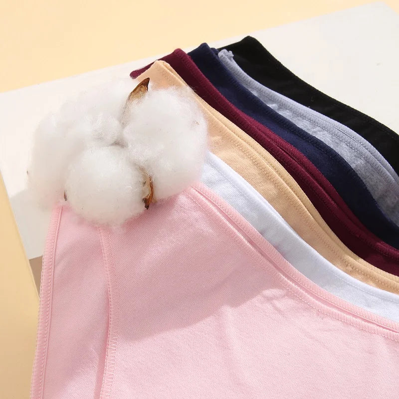 4PCS Seamless Cotton Panties Women Solid Color Low Waist Breathable Stretch Underwear