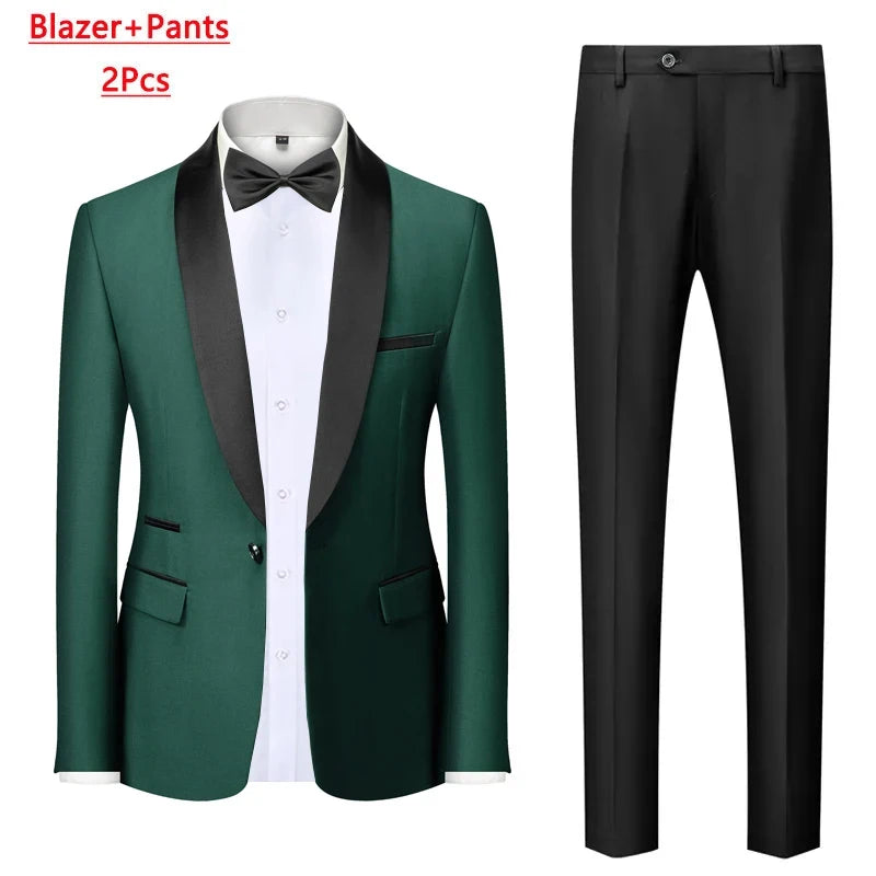 Men's M-6XL Formal 3-Piece Suit – Jacket, Vest & Pants for Business, Wedding & Parties