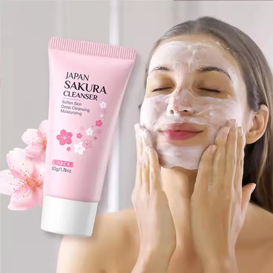 LAIKOU Sakura Face Cleanser • Gentle Deep Cleaning & Oil Control • Moisturizing Pore Care for All Skin Types (50g)