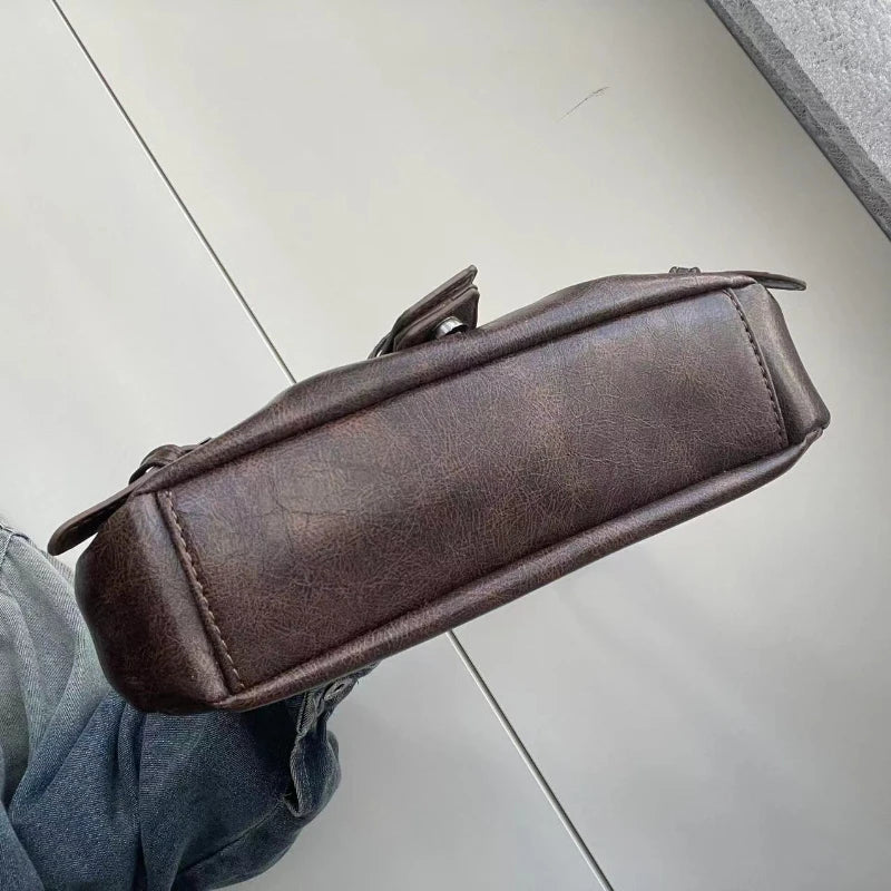 حقيبة كتف ريترو على طراز مايارد - حقيبة إبط جلدية عتيقة من Y2K Wasteland Spicy Girl