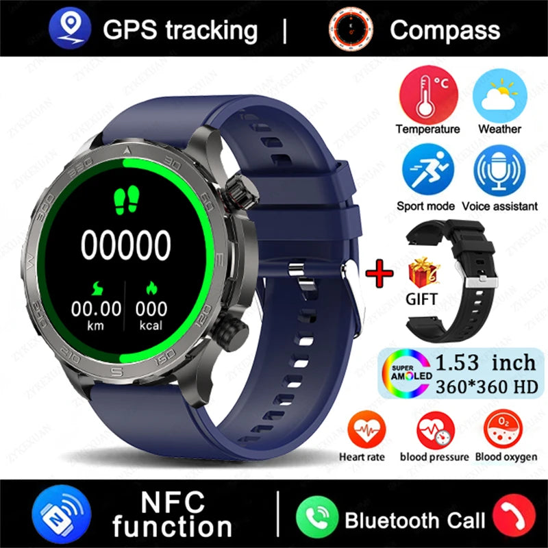 2025 Bluetooth Call Smart Watch | AMOLED HD Display, NFC, GPS, Heart Rate, IP68 Waterproof Sports Watch