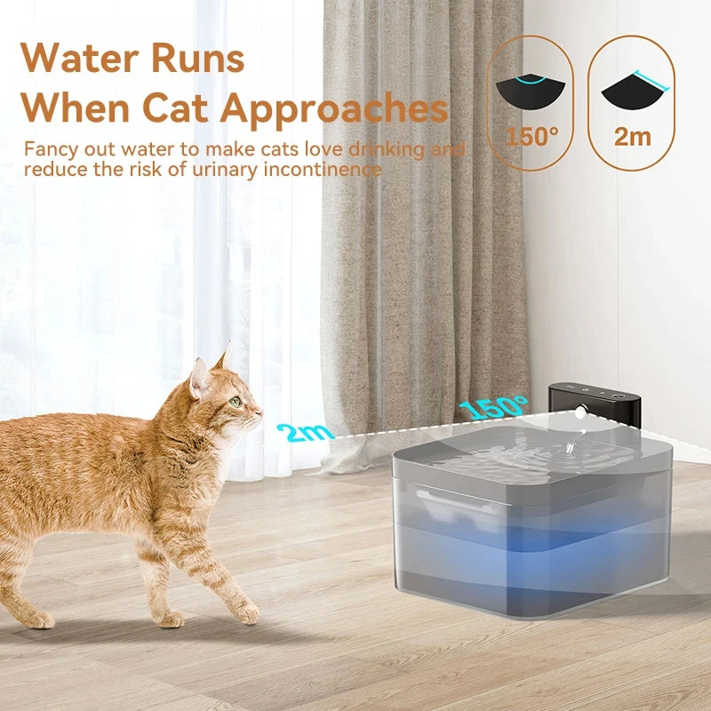 Wireless Automatic Cat Water Fountain – 2600mAh Smart Pet Water Dispenser with Infrared Sensor, Quiet Drinking Fountain for Cats & Dogs