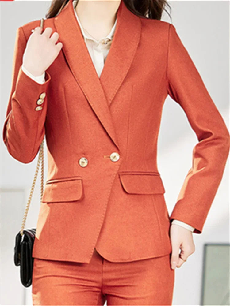 Yitimuceng Women’s 2-Piece Office Suit – Double Breasted Blazer & Pants