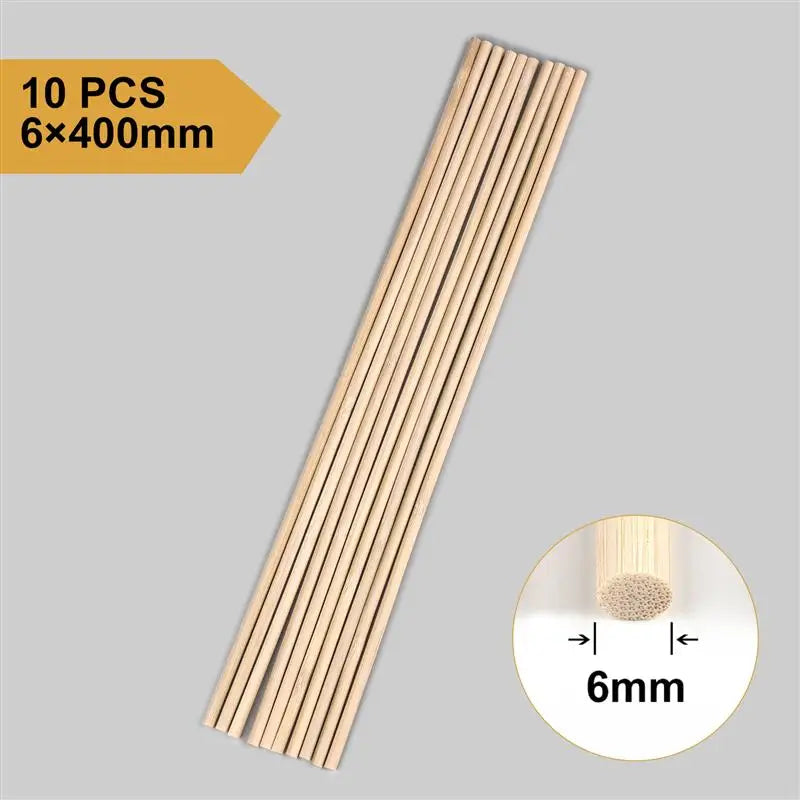3–8mm Round Natural Wooden Bamboo Sticks – DIY Craft Material for Handmade Projects & Woodworking Supplies