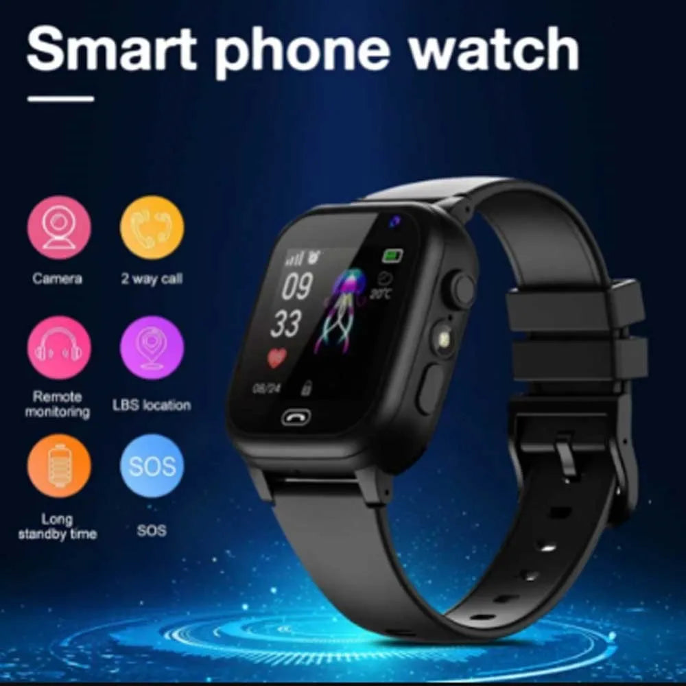 Kids Smart Watch with SOS & LBS Location, SIM Call, Camera, IP65 Waterproof – Watch Phone for Boys & Girls Gift