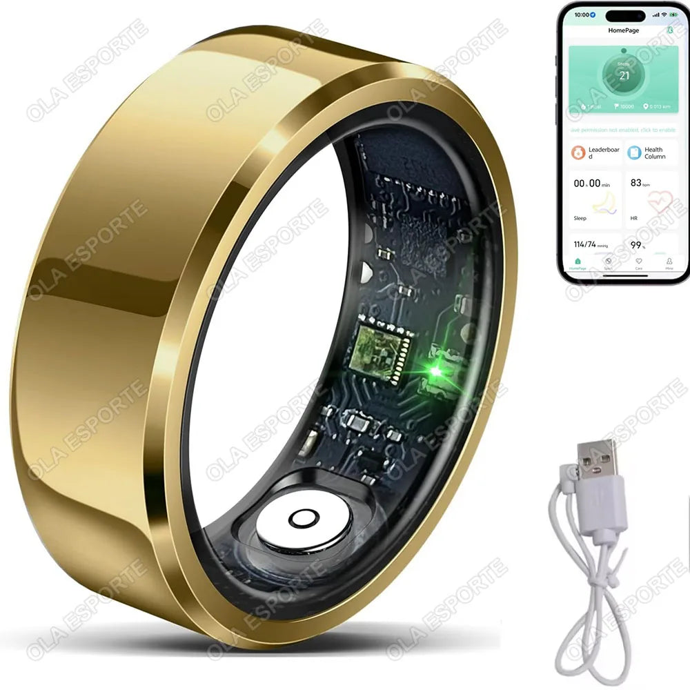 2025 Smart Ring – Blood Pressure, Heart Rate & Sleep Monitoring, IP68 & 5ATM Waterproof, Multi-Sport Mode for Men & Women