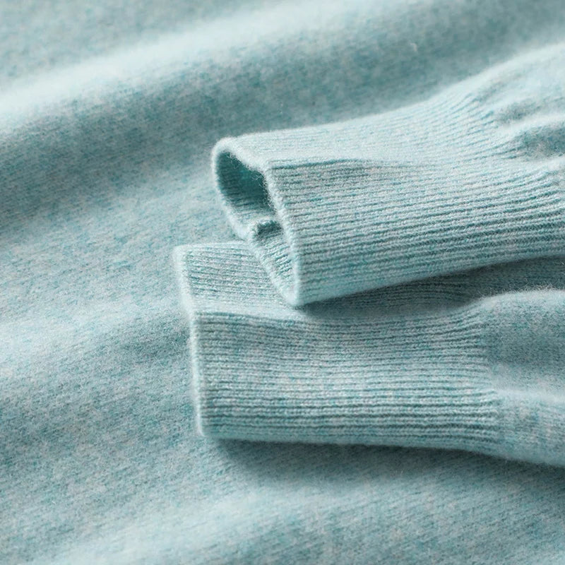 سترة كشمير خريفية شتوية نسائية بياقة دائرية، بلوزة محبوكة كاجوال، 18 لونًا