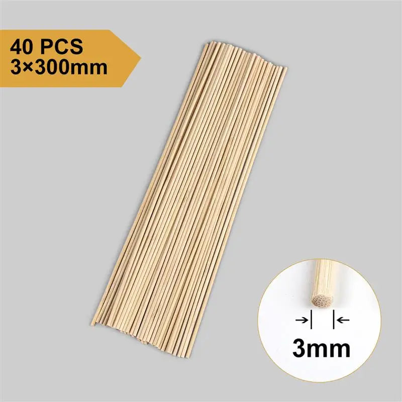 3–8mm Round Natural Wooden Bamboo Sticks – DIY Craft Material for Handmade Projects & Woodworking Supplies