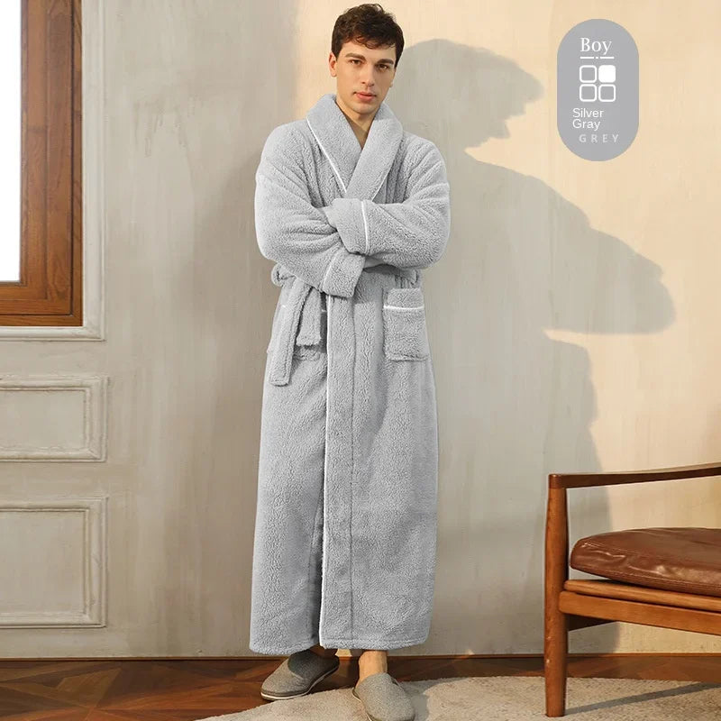 2025 Autumn & Winter Cotton Robe | Thick Comfortable Bathrobe for Men & Women | Large Size Light Luxury Couple Homewear