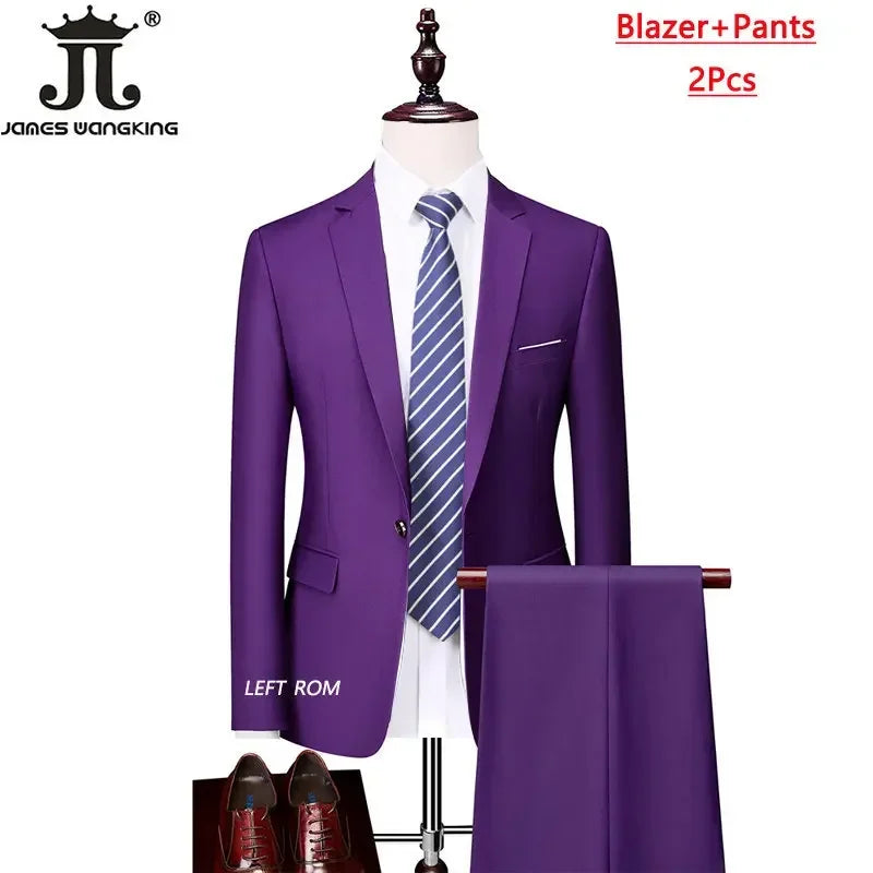 M-6XL 15 Colors Men's 3-Piece Formal Suit – Jacket, Vest & Pants for Business, Groom & Wedding