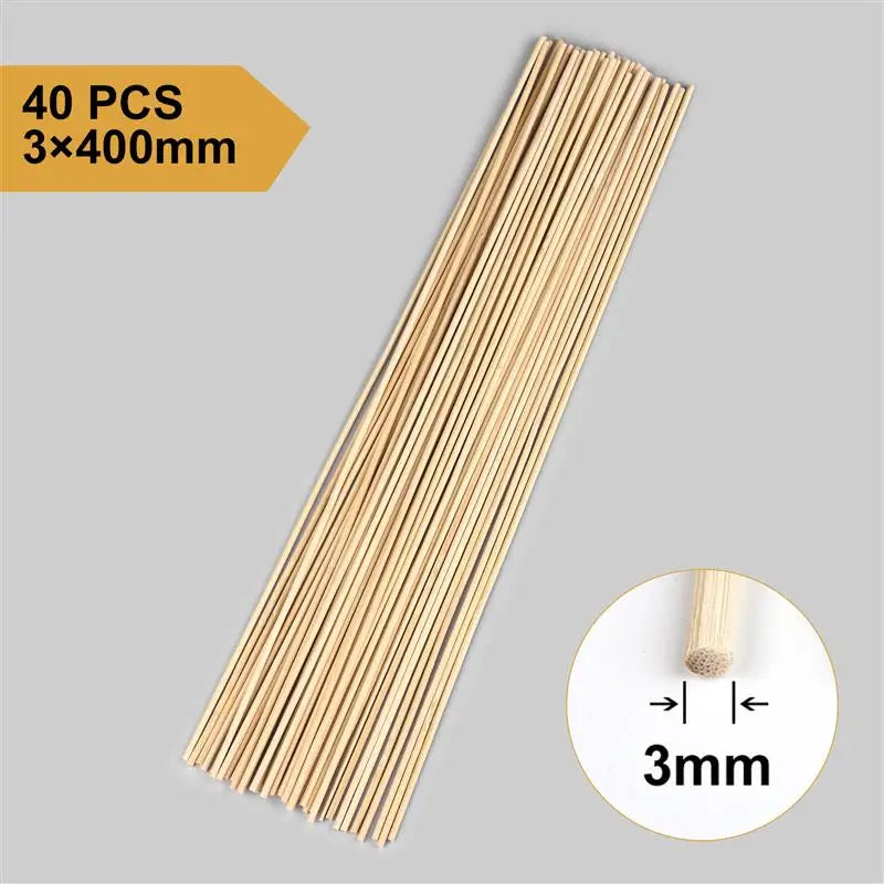 3–8mm Round Natural Wooden Bamboo Sticks – DIY Craft Material for Handmade Projects & Woodworking Supplies