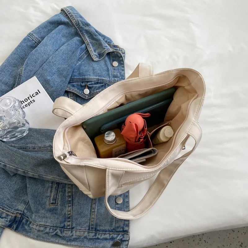 Women’s Large Canvas Tote Bag • Fashion Shoulder & Commuter Handbag • Eco-Friendly Student & Daily Carry Bag