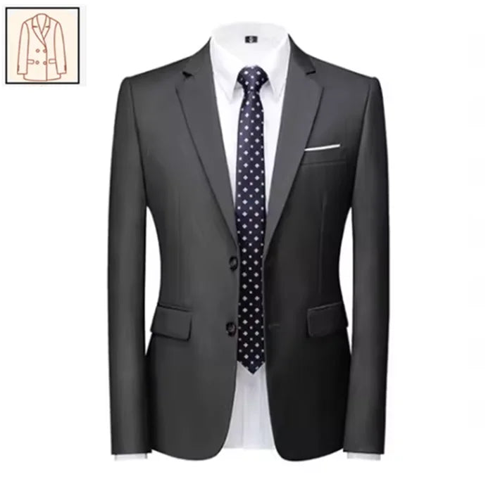 2025 Men's Business Casual Suit – Solid Color Formal Wedding & Prom Tuxedo Set