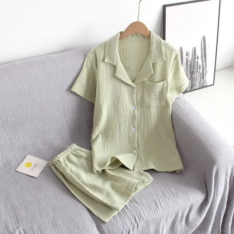 Short Sleeve Pajama Set for Women | Summer Casual 2 Piece Sleepwear Shorts Suit | Thin Fashion Loungewear