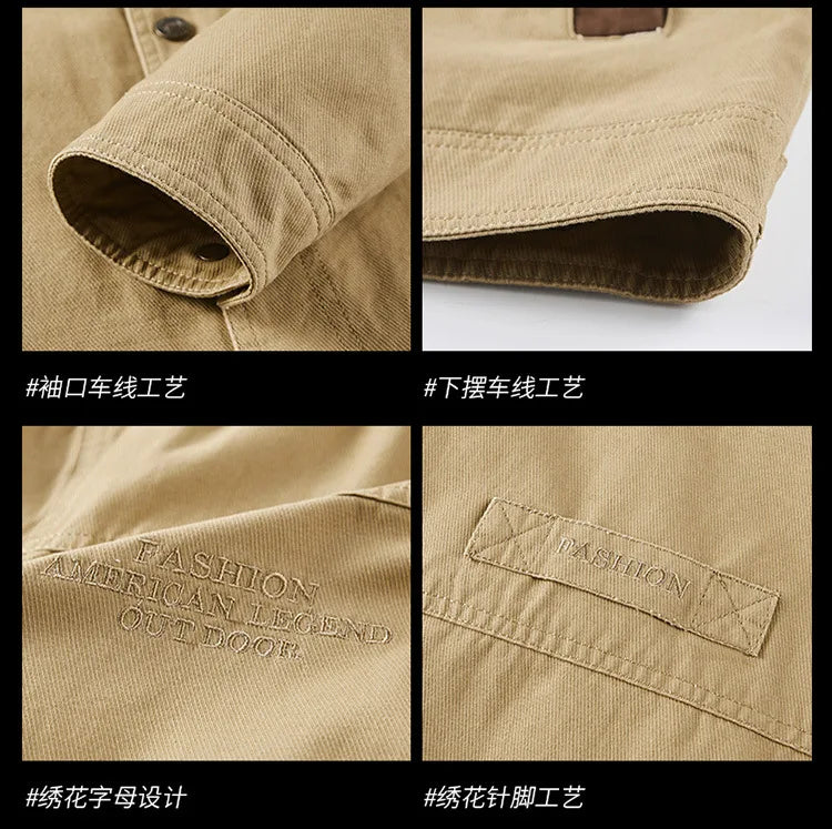 Men’s Spring Autumn Cotton Windbreaker – Military Bomber Tactical Cargo Jacket