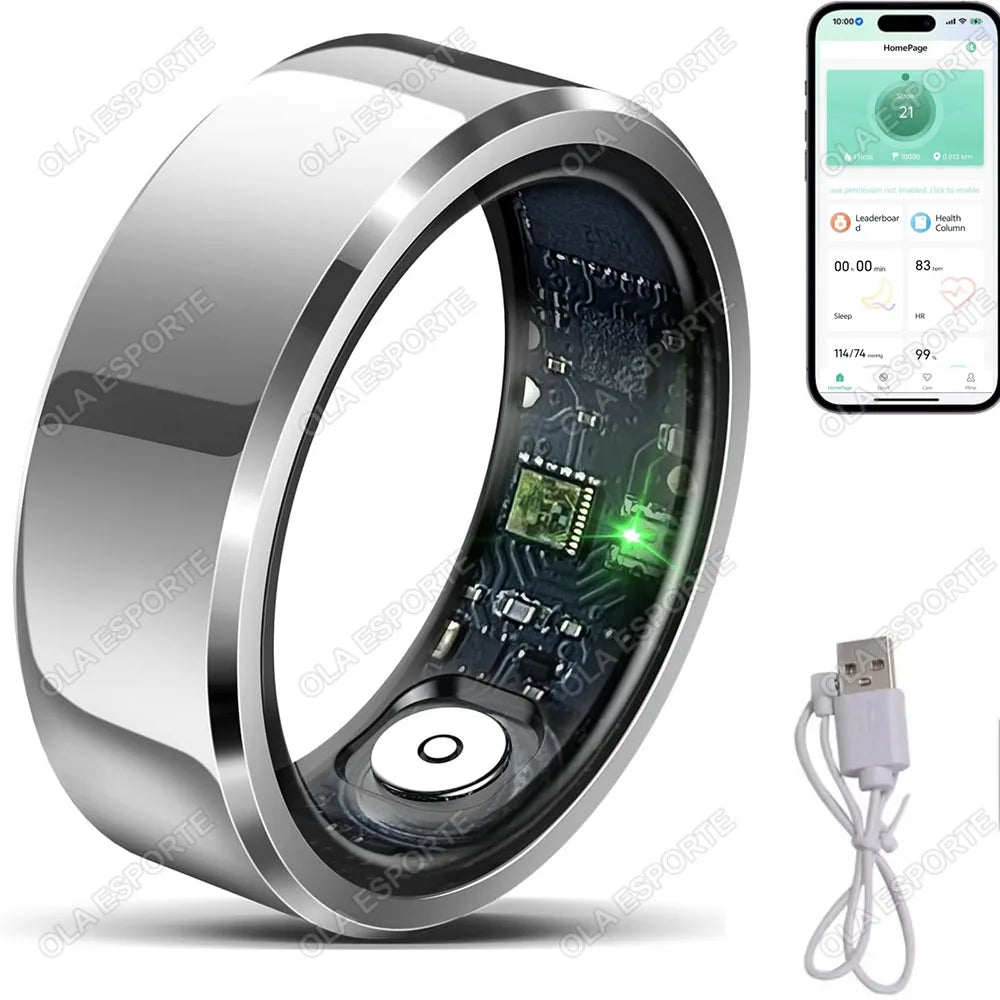 2025 Smart Ring – Blood Pressure, Heart Rate & Sleep Monitoring, IP68 & 5ATM Waterproof, Multi-Sport Mode for Men & Women
