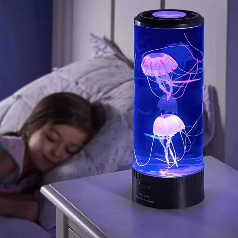 Simulated Jellyfish LED Night Lamp – Cylindrical Quiet Colorful Aquarium Light for Home, Bedroom & Birthday Gifts
