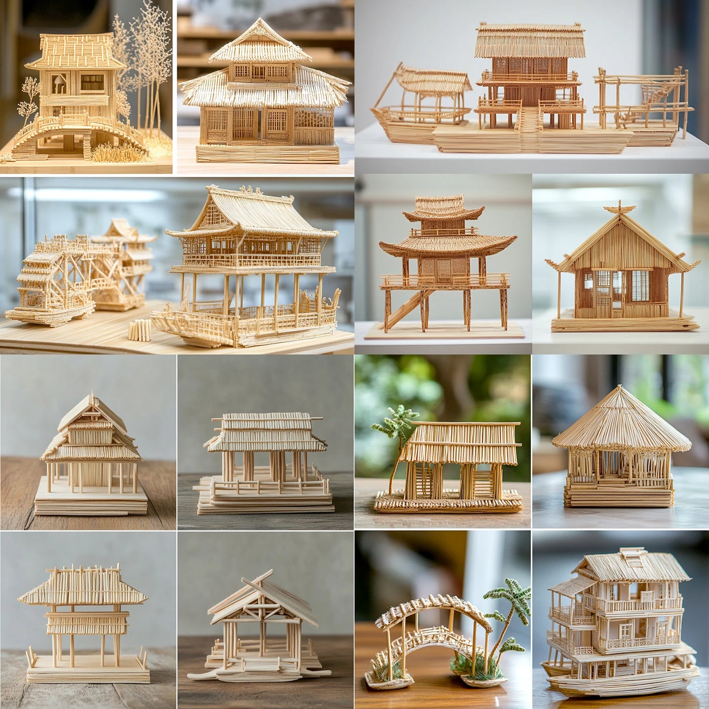 3–8mm Round Natural Wooden Bamboo Sticks – DIY Craft Material for Handmade Projects & Woodworking Supplies