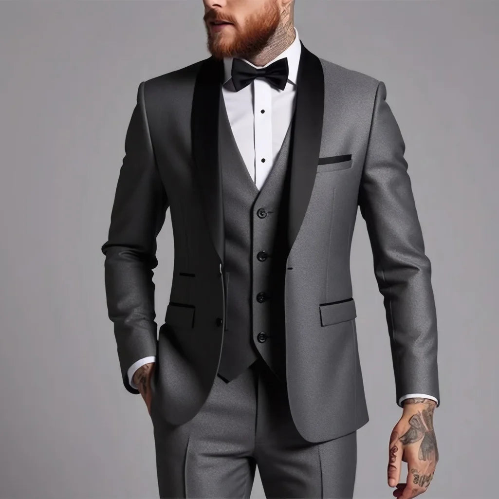 Men's 3-Piece Business Casual & Wedding Suit Set – Stylish and High-Quality
