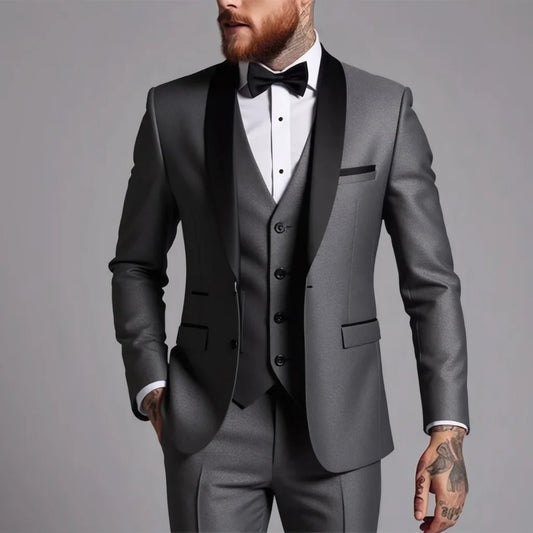 Men's 3-Piece Business Casual & Wedding Suit Set – Stylish and High-Quality