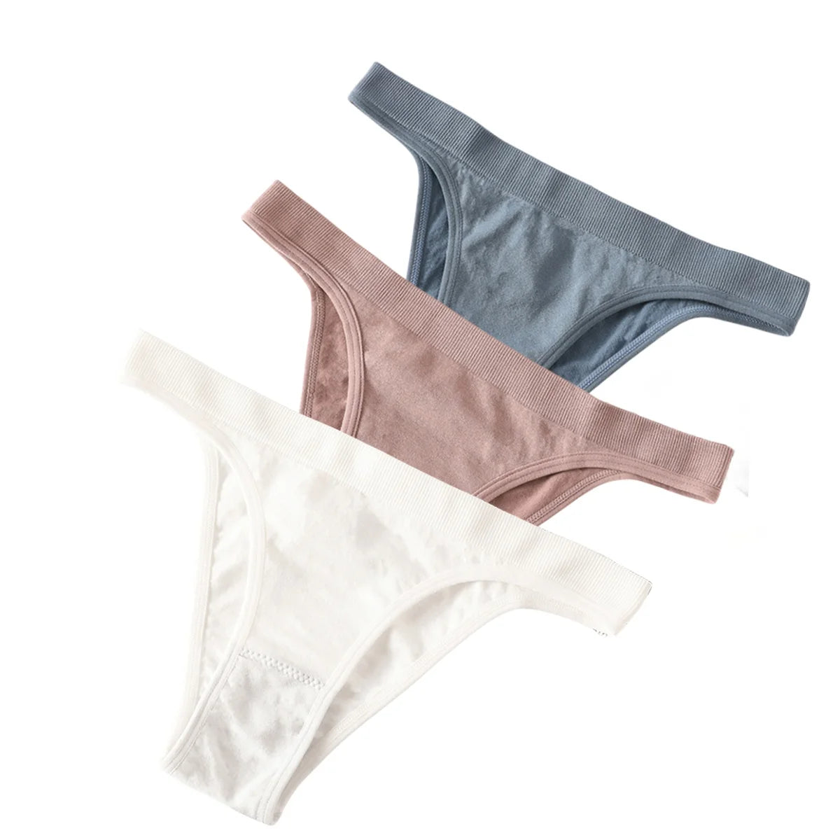 3PCS Set Women's High Rise Brazilian Panties Stretch Seamless Soft Sexy Lingerie