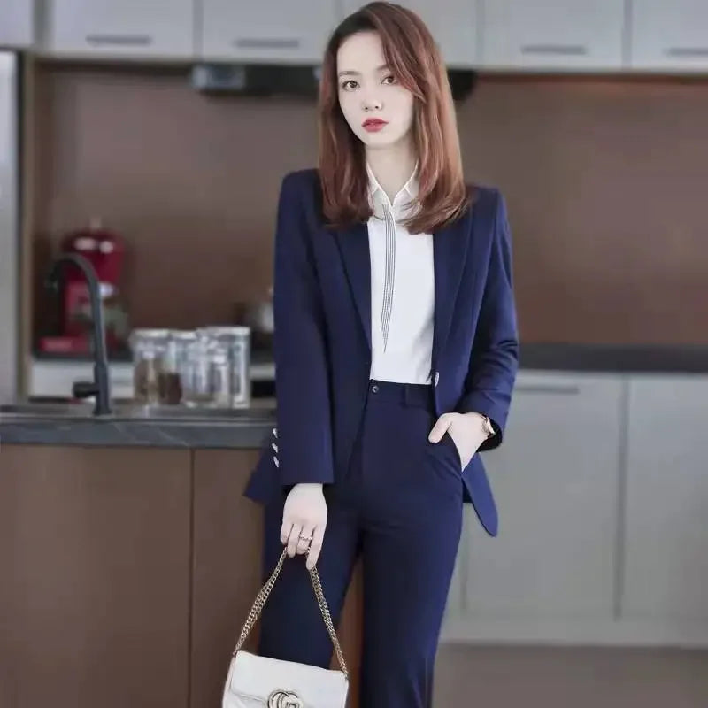 Damen-Langarmanzug-Set – Hochwertige, professionelle Arbeitskleidung für Herbst und Winter