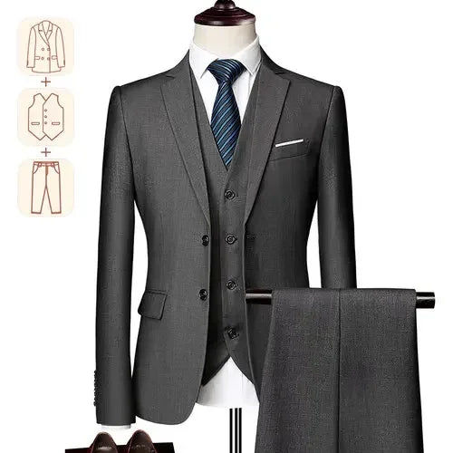 2025 Men's Business Casual Suit – Solid Color Formal Wedding & Prom Tuxedo Set