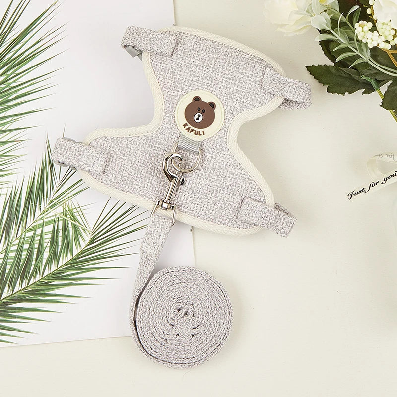 طقم حزام ومقود أرنب لطيف - سترة أرنب قابلة للتعديل للمشي في الهواء الطلق