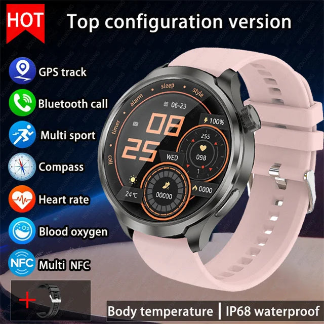 1.85” AMOLED HD Smart Watch – GPS, Compass, NFC, Waterproof, Health Monitor & Bluetooth Call
