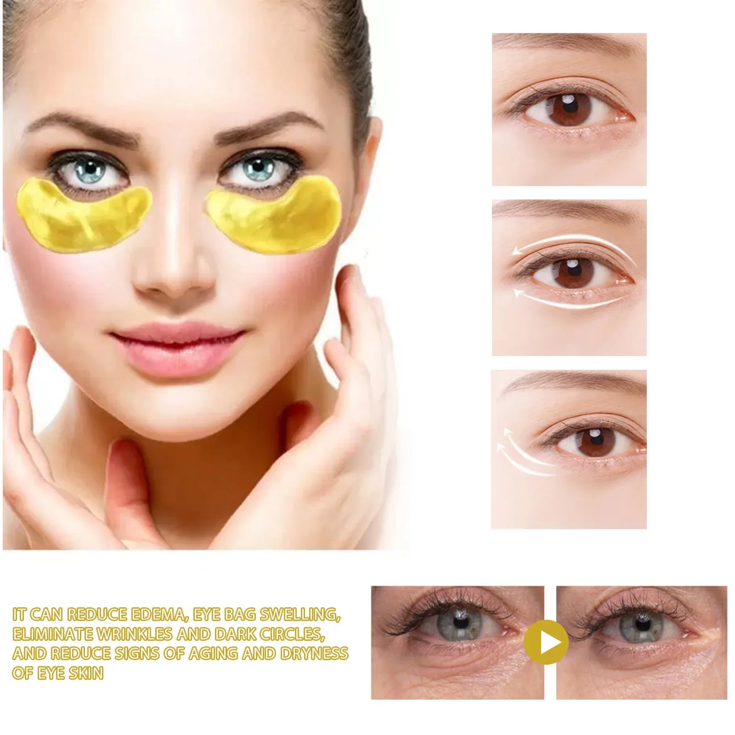 EELHOE 24K Gold Under Eye Patches – 60 Pcs Collagen & Hyaluronic Acid Anti-Aging Eye Mask